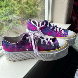 Unique Custom tie dyed platform converse